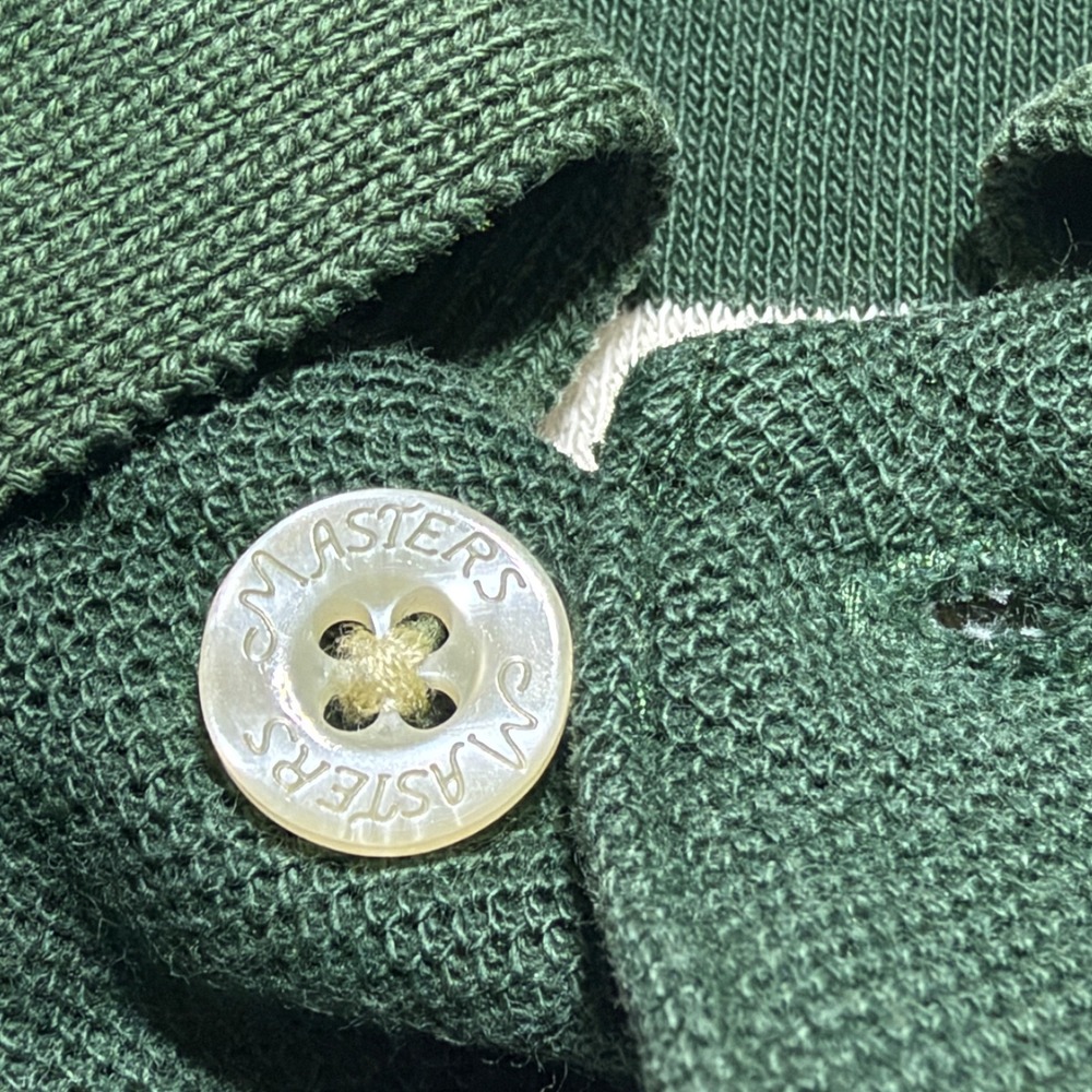 Vintage Masters Collection Golf Polo Mens L Green White Striped Cotton 90s Logo - Picture 10 of 13